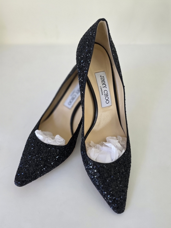 Jimmy Choo Shoes - Jimmy Choo Black Glitter Pumps EU 39 US 8.5 Wedding Prom Graduation Heels